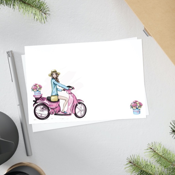 x10 Fashion Scoote Girl Cards Stickers Envelopes Fashion Stationery Stickers - Picture 2 of 10